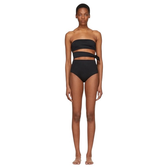 Proenza Shoulder Black Bandeau Side Tie One Piece Swimsuit Size XS - Picture 9 of 9